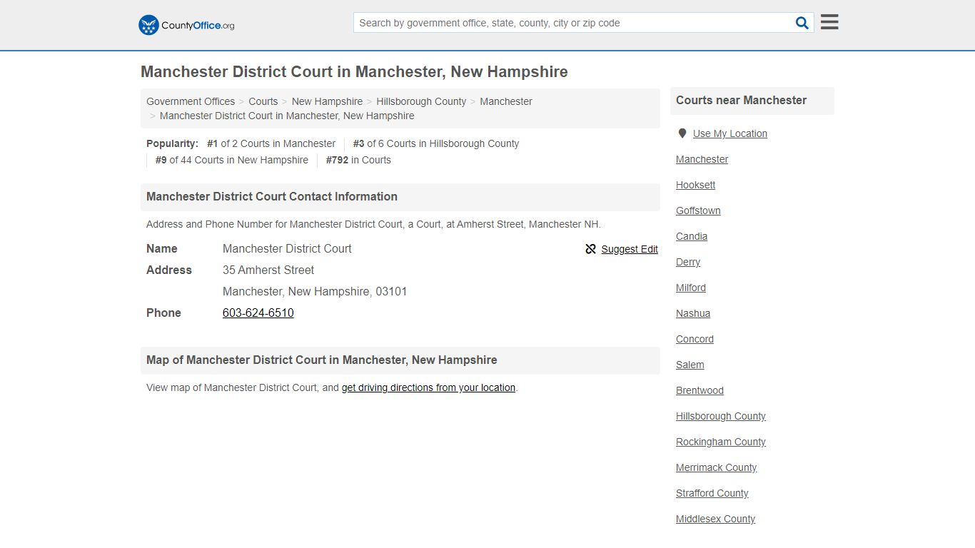 Manchester District Court - Manchester, NH (Address and Phone)